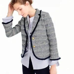 J. Crew Blue Tweed Blazer Tailored Suit Jacket